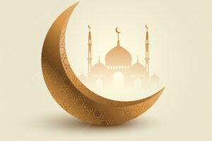 Eid mubarak moon and mosque beautiful background