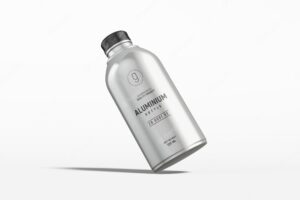 Elegant aluminum water flask bottle branding mockup