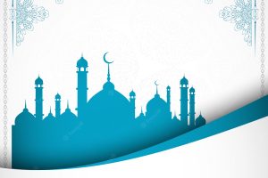 Elegant blue and white eid mubarak design