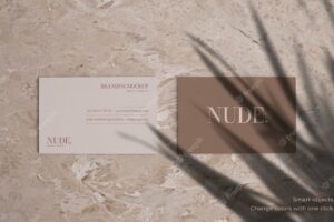 Elegant business card mockup with marble background