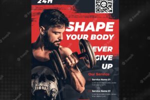 Elegant gym fitness flyer template. psd template