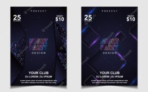 Elegant poster template for electro music festival with colorful light