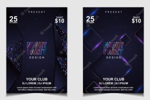 Elegant poster template for electro music festival with colorful light