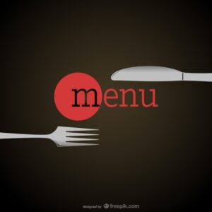 Elegant restaurant menu with a fork and a knife