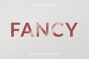 Embossed text effect psd editable template on white paper texture background