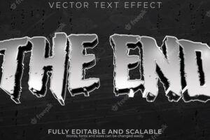 The end text effect editable horror and scary text style