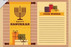 Fantastic greeting card with gifts and candelabra for hanukkah