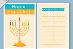 Fantastic hanukkah greeting card in flat design