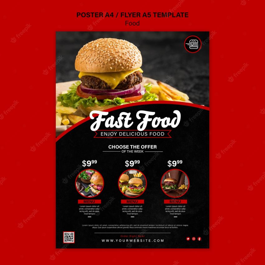Fast food vertical print template