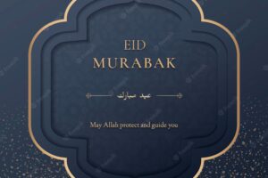 Festive eid mubarak greeting card template