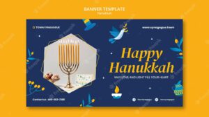 Festive hanukkah banner template