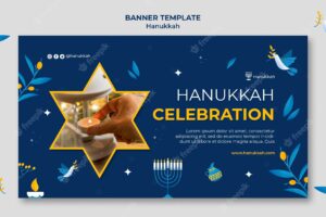 Festive hanukkah horizontal banner template