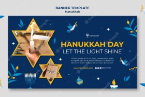 Festive hanukkah horizontal banner template