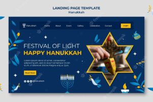 Festive hanukkah landing page template