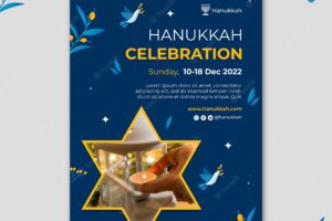 Festive hanukkah vertical print template
