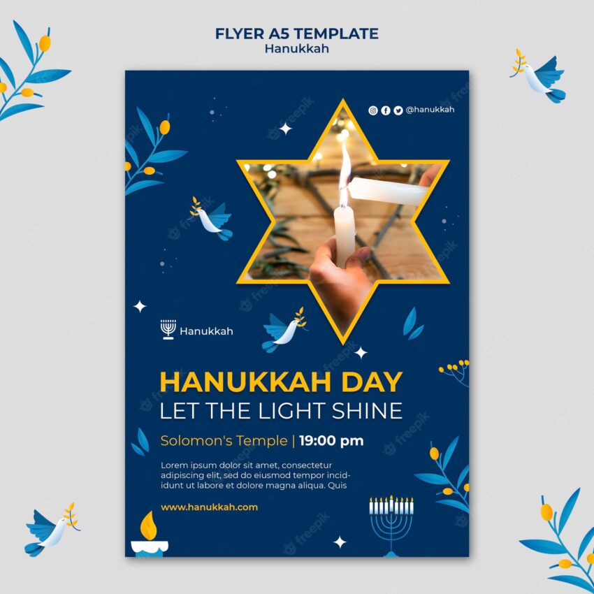Festive hanukkah vertical print template