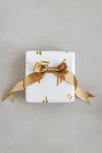 Festive white and gold present social template