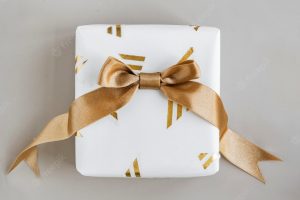 Festive white and gold present social template