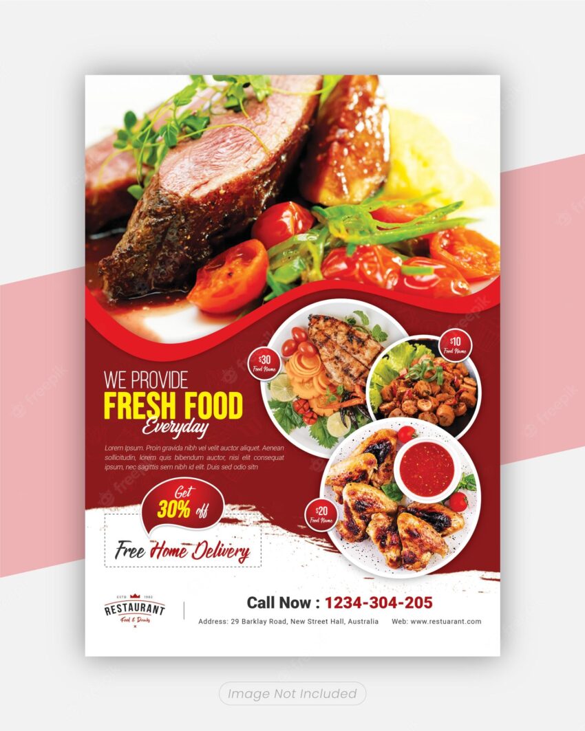 First food supplies restaurant flyer template design