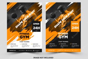 Fitness flyer template with grunge shapes