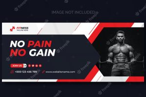 Fitness web banner or social media cover template