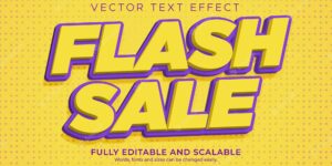 Flash sale text effect editable shopping and offer text style