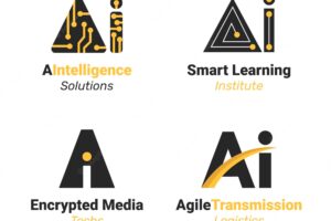 Flat artificial intelligence logo collection