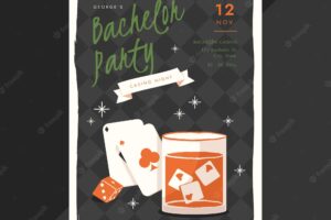 Flat bachelor party invitation template