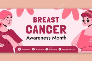 Flat breast cancer awareness month social media cover template