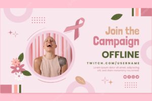 Flat breast cancer awareness month twitch background