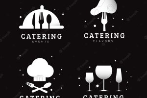 Flat catering logo template collection