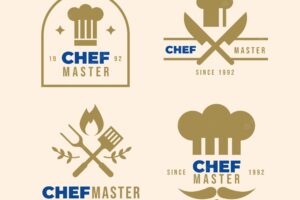 Flat chef logo template collection