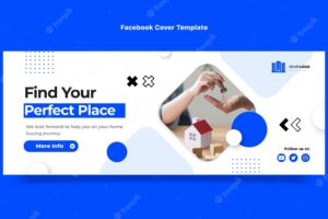 Flat design abstract geometric real estate facebook cover