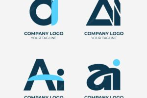 Flat design ai logo collection