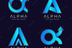 Flat design alpha logos pack