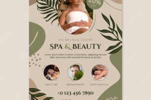 Flat design boho spa treatment poster