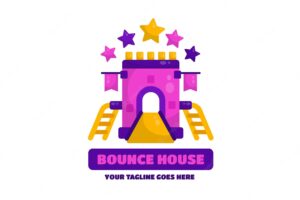Flat design bounce house logo