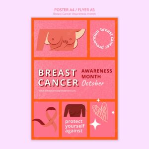 Flat design breast cancer template