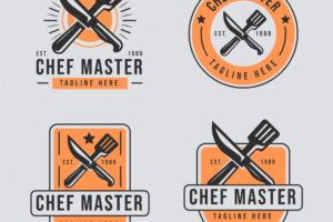 Flat design chef logo template