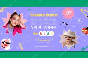 Flat design fashion stylist sale banner