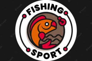 Flat design fishing logo template