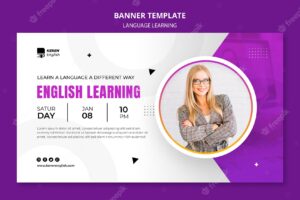 Flat design language learning template