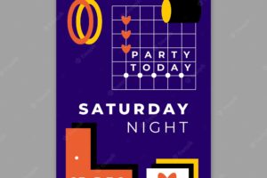 Flat design party celebration poster template