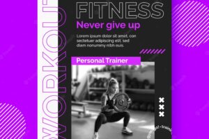 Flat design personal trainer poster template
