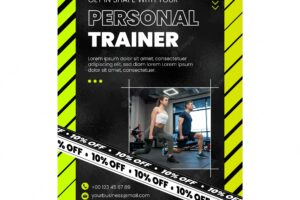 Flat design personal trainer poster