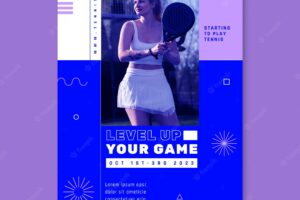 Flat design tennis game poster template