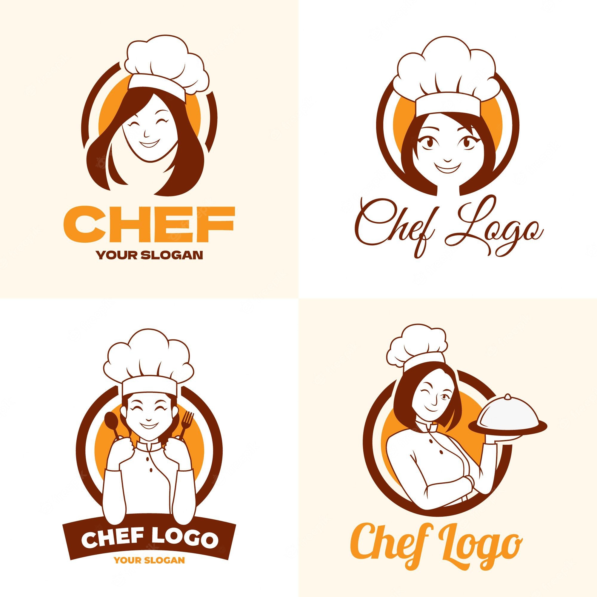 Flat female chef logo collection - Stokverse