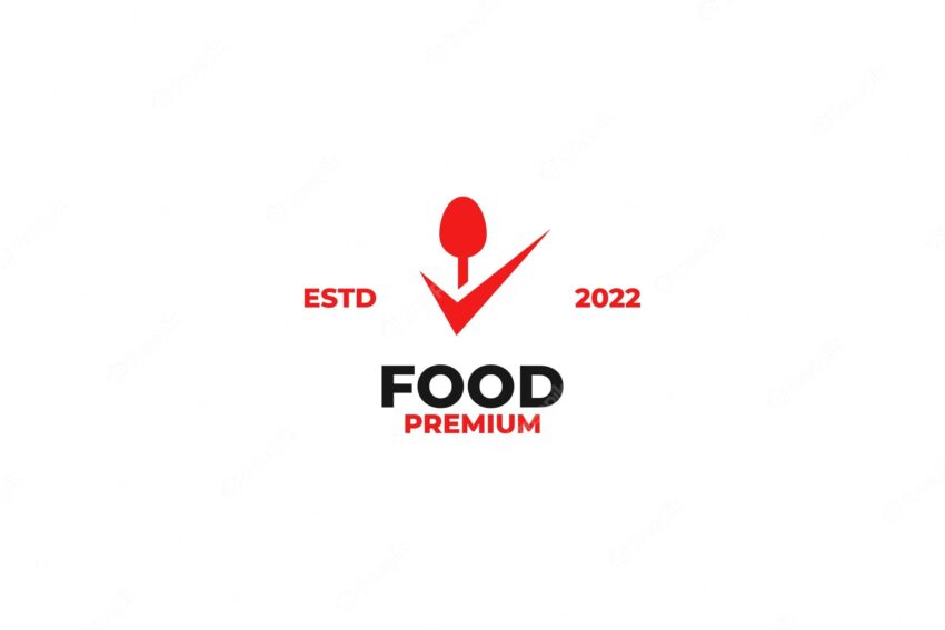 Flat food check logo design vector illustration