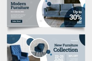 Flat furniture sale banner with photo