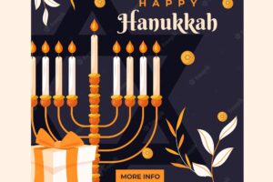 Flat hanukkah instagram post template